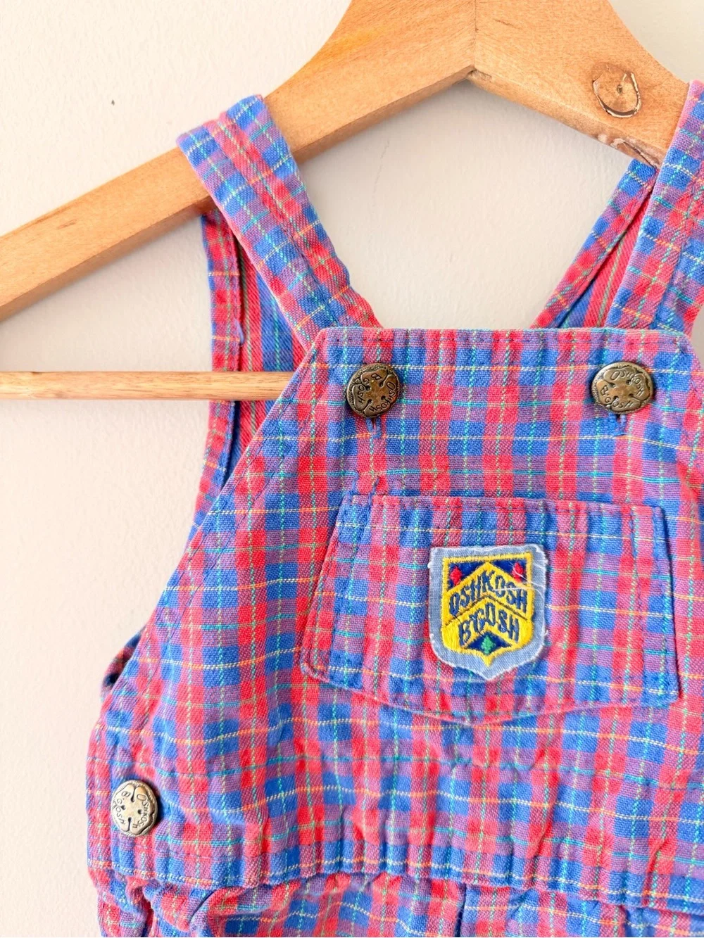 ✨VINTAGE✨ 6-9M OshKosh B'gosh Vintage Plaid Footed Overalls